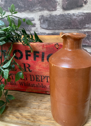 Victorian Stoneware Ink Bottle Salt Glazed With Pouring Spout, Home Accessories & Accents, Gifts For Him