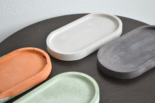 Small Concrete Tray, Trinket Gray, Jewelry Simple, Key Dish, Planter Drip Multiple Color