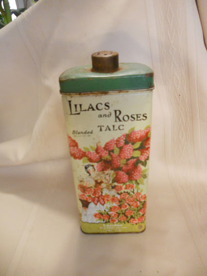 Vintage Lander Fifth Avenue New York Lilacs & Roses Blended Talc Floral Design Powder Tin 1 lb Economy Size