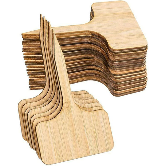 20PC Bamboo T-type Plant Tags Eco-friendly Wooden T-type Plant Tags Bamboo Plant Tag for Outdoor Indoor Plants Seeds Potted Herbs Flowers Vegetable