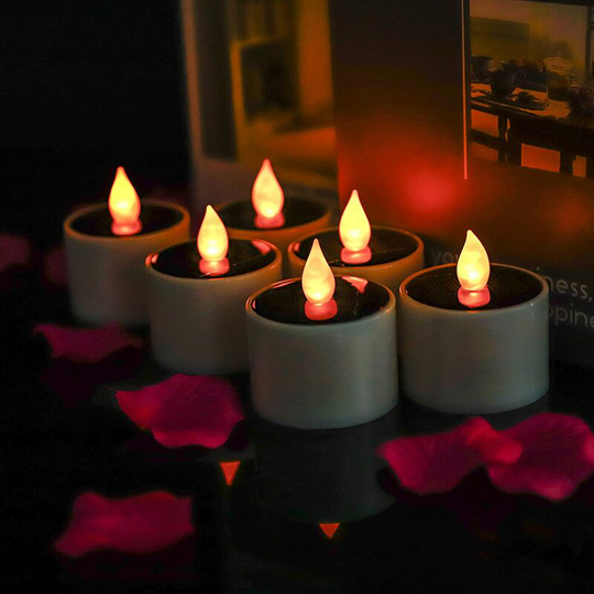 FVO - 6Pcs Flameless led Candle Romentic Amber Yellow led Solar Lighting Green Tea Warm White for Wedding Christmas Party Decoration Decoration