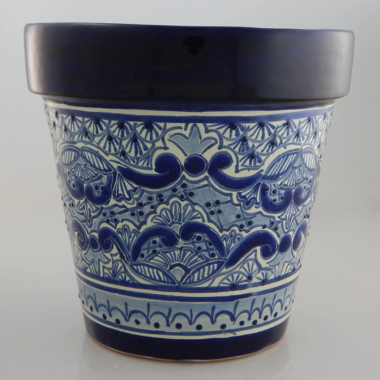 Mexican Ceramic Flower Pot Planter Folk Art Pottery Handmade Talavera # 01