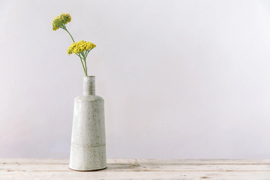 Ceramic Speckled White Bottle, Single Flower Pot, Pottery Bud Vase, Modern Minimalist Bottle Tall Vase