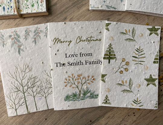 Personalised Christmas Plantable Seeded Cards, Merry Christmas, Pack Of 4, 6, Eco-Friendly, Biodegradable, A6 Bundles