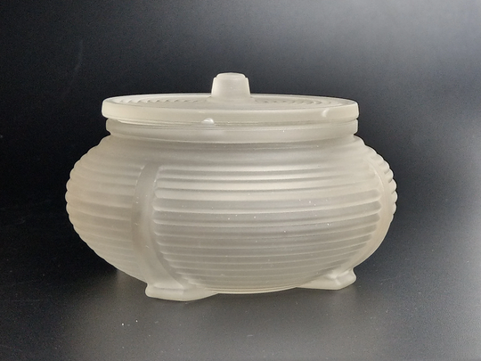 Art Deco Frosted Glass Powder Vanity Jar