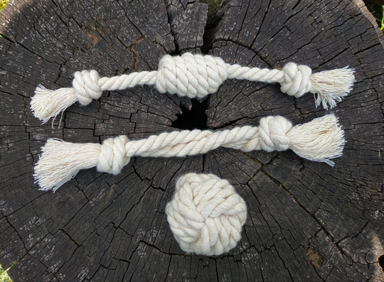 Set Of 3 Eco-Friendly Dog Toy, 3-Pack Organic Toy From Natural Pure Cotton Rope, Knot Toys, Monkey Fist Cute