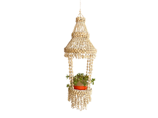 Vintage // Shell Macrame Plant Hanger, Boho Chic, Macrame, Beach, Cottage, Shabby Indoor Garden 1970S