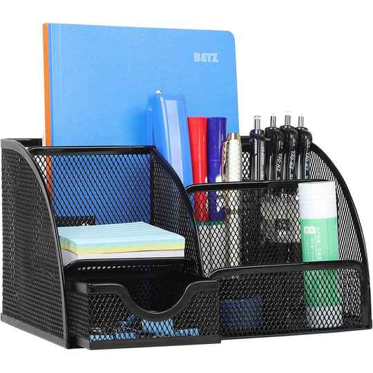 Benobbykids - Desk Organizer Caddy with Storage Drawer, Office Supplies Desk Organizers and Accessories for Pen/Pencil Holder, Desktop Organization &