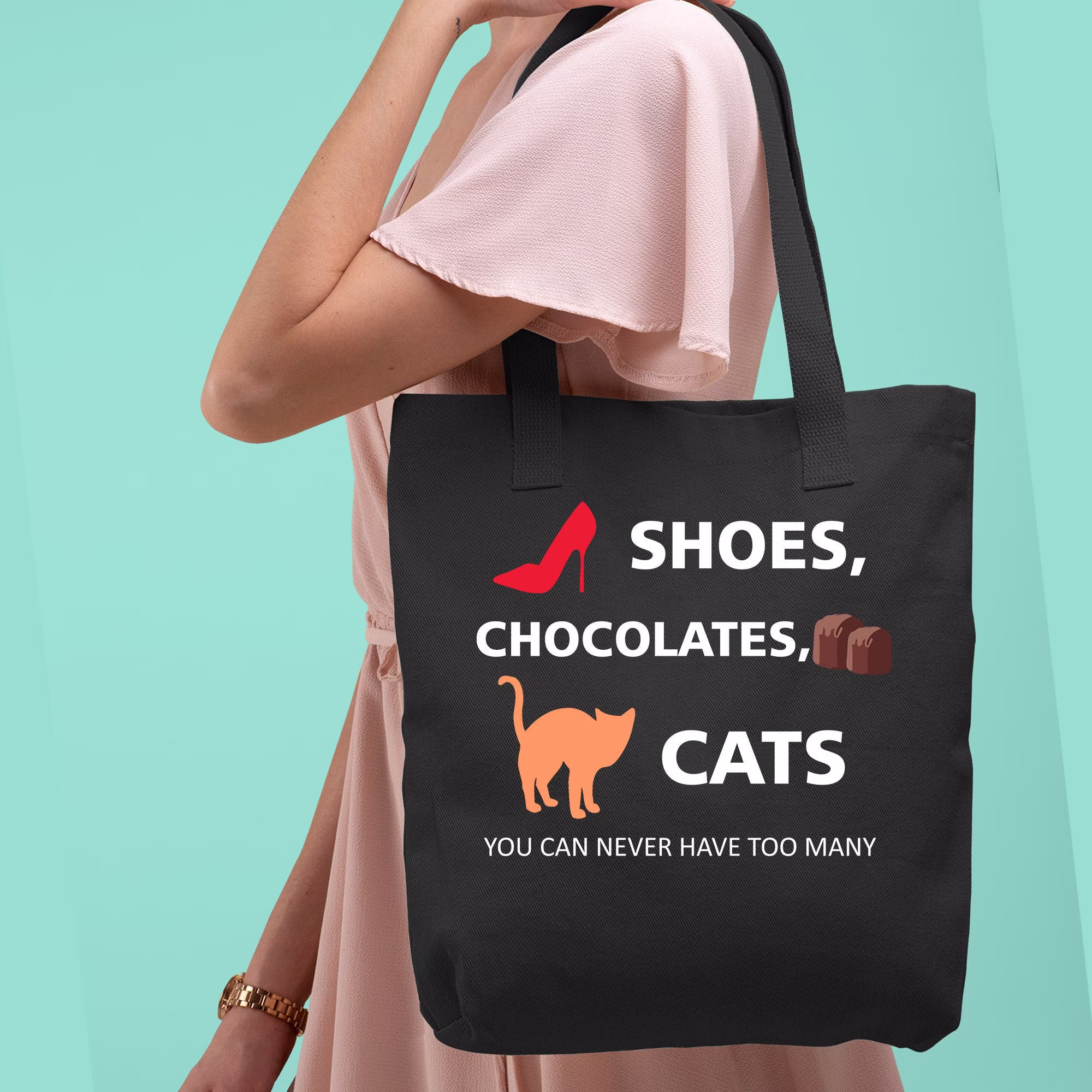 Shoes, Chocolates, Cats Tote Bag, Shoulder Gift For Cat Lover, Pet Graduation, Birthday, Appreciation Gift, Dvm, For Vet