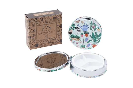 Green Pill Box With Gardening Illustration Comes Gift Boxed