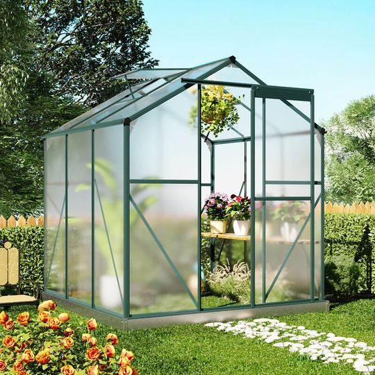 6x6ft Walk-In Polycarbonate Greenhouse Garden Plant Grow Window House
