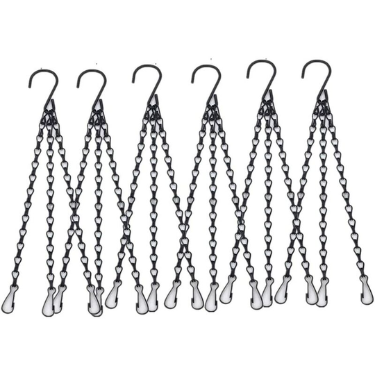 6 Pieces Black 3 Strand Hanging Chains 41cm (16") Hanging Basket Chain for Feeders, Plant, Flower Pots Bird Planters Lanterns Ornaments