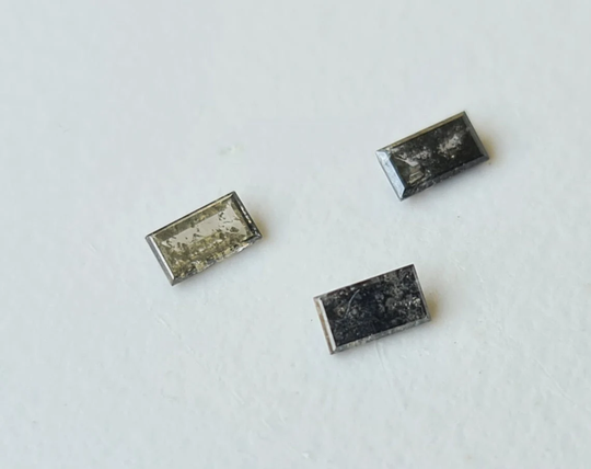 2.5x4.5mm Clear Black Salt & Pepper Baguette Diamond Loose, 1 Pc Huge Natural Faceted For Ring - Pphk6