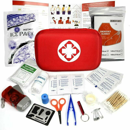Red Semi-Rigid Mini Box Waterproof Medical Emergency Bag Outdoor Activities Household First Aid--Only includes first aid kit,Does not contain medicine