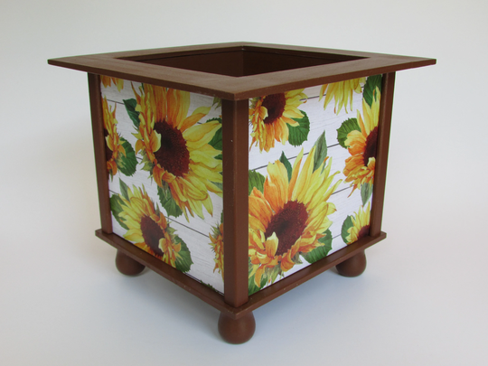 Sunflower Print Planter Box - Paint Stick Kitchen Decor