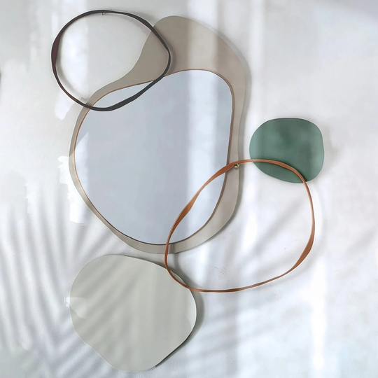 Bebe Handmade Organic Mirrors Set, Wall Decor, Art, Boho Japandi Installation, Decoration, Art Modern