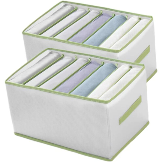 Wardrobe Clothes Organizer Foldable 7 Compartment Bedroom Clothes Organizer Divider Jeans Organizer, T-Shirt, Underwear, Socks, Pants Organizer