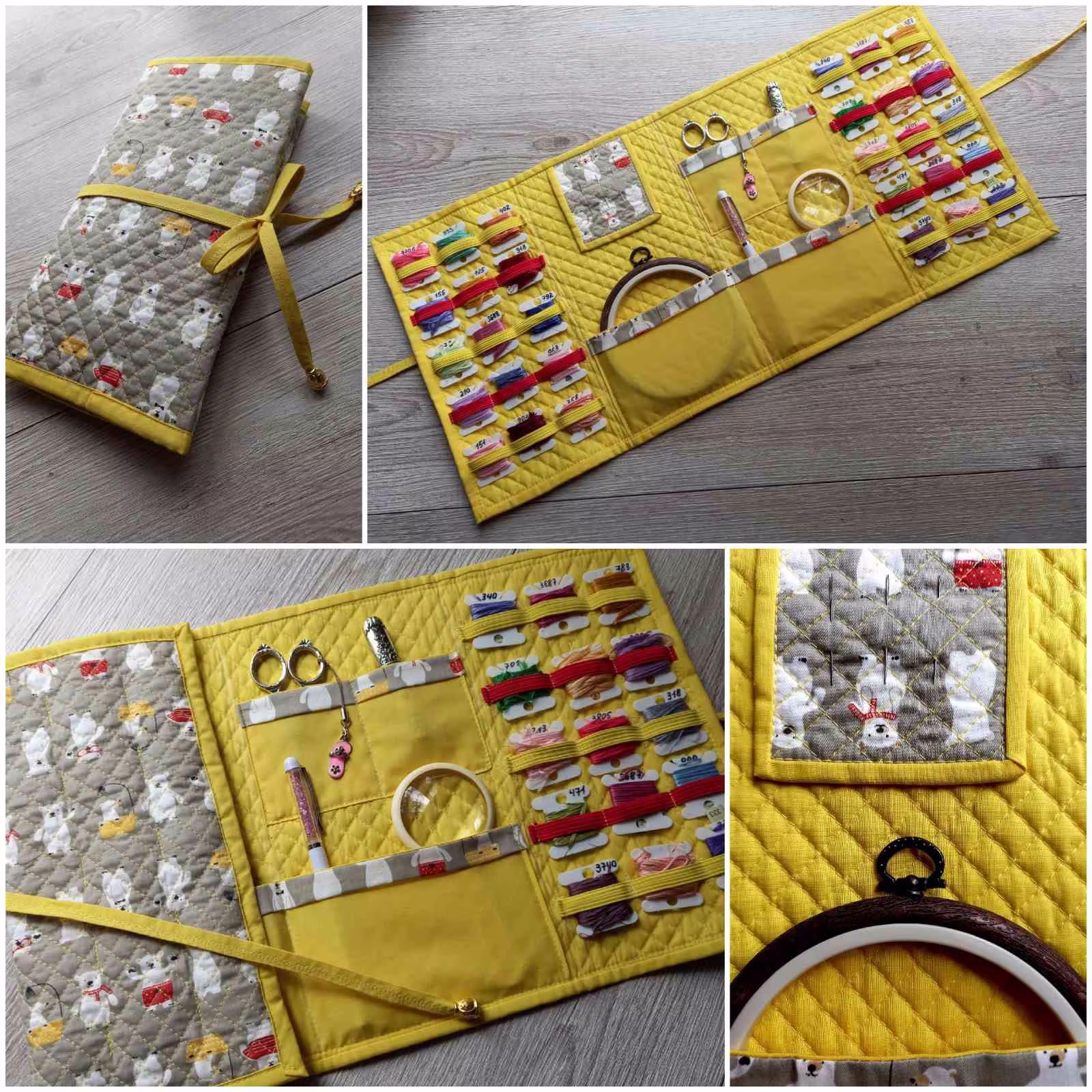 Needlework Bag, Cross Stitch Storage Project Handicraft Organizer For Storing Threads & Scissors