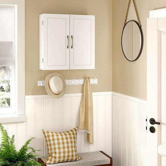 Songmics - vasagle Wall Cabinet, Hanging Bathroom Storage Cabinet, Medicine Cupboard with Adjustable Shelves, Double Doors, 60 x 18 x 60 cm,