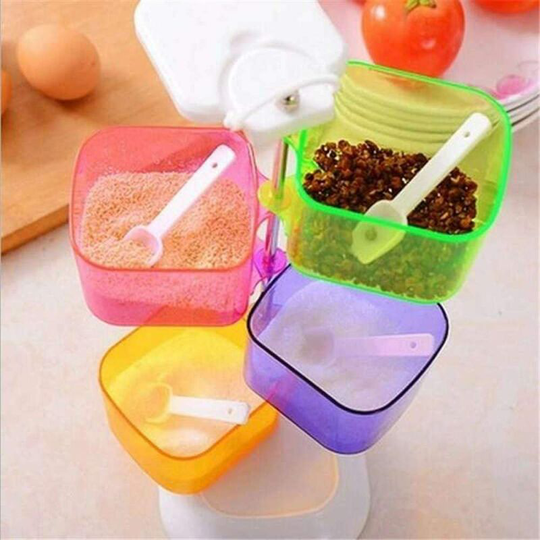 Kitchen daily necessities seasoning box four sets of 360 degree color seasoning bottle combination of rotating seasoning tank