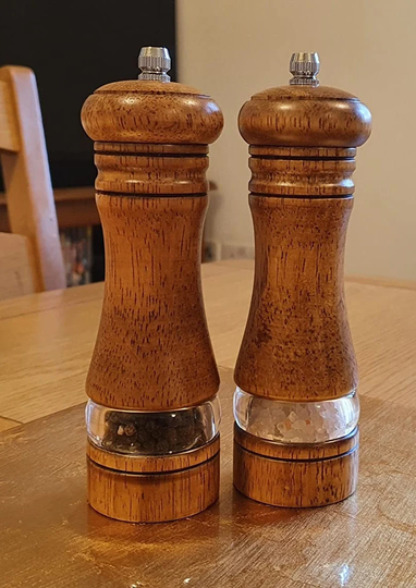 Set Of 2 Wooden Salt & Pepper Grinders Spice Mill For Cooking Dining - Organic Vibes Salt, Pepper, Coffee, Dried Herbs Shaker
