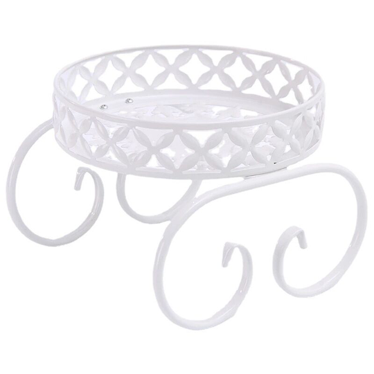 Indoor or Outdoor Flower Pot Stand,Metal Plant Holder,Round Garden Plant Stand for Living Room,Balcony Decoration(White)