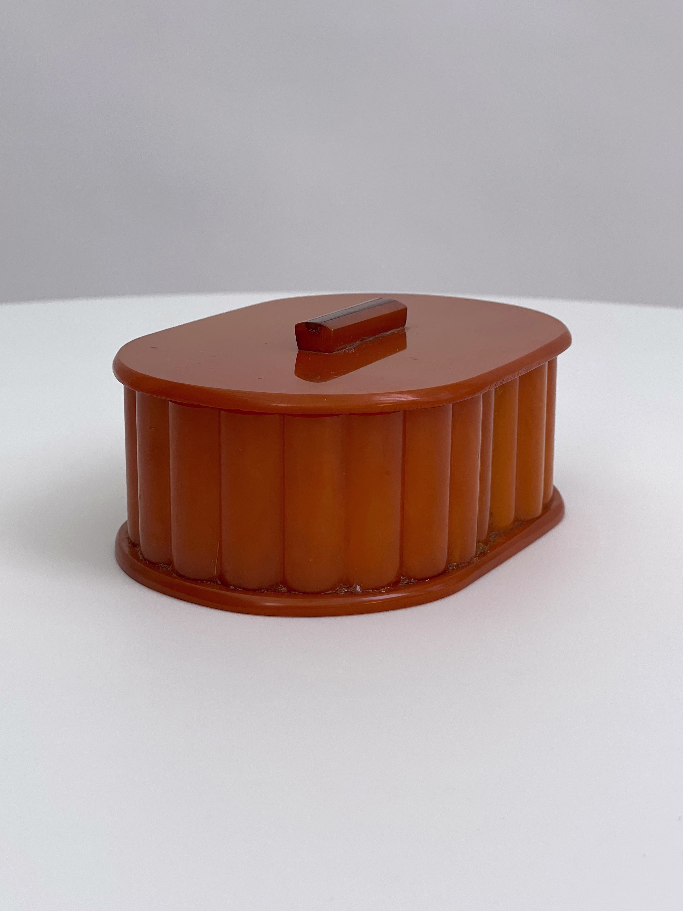 Antique 1930S Double Powder Box Butterscotch Coloured Early Plastic