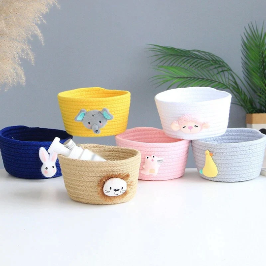 Handwoven Storage Basket, Animal Desktop Organizer Box Cosmetic Box, For Bedroom, Nursery Rope Basket Gift Her