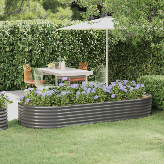 Asupermall - Garden Planter Powder-coated Steel 249x100x36 cm Grey