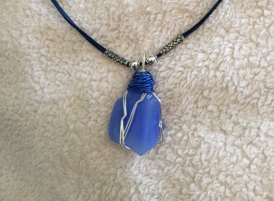 Powder Blue Andara With A 18 Inch Cadet Blue Deerskin Necklace