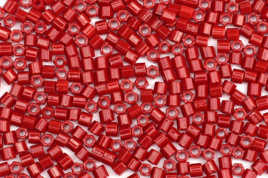 Size 8/0 Opaque Bright Red Hexagon Seed Beads, 10G Beads For Jewellery Making, Embroidery & Bead Weaving