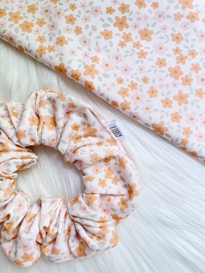 Ditsy Floral Scrunchie | Organic Knit Scrunchie Cute Floral Summer Fall Gifts For Her |Gifts Girls