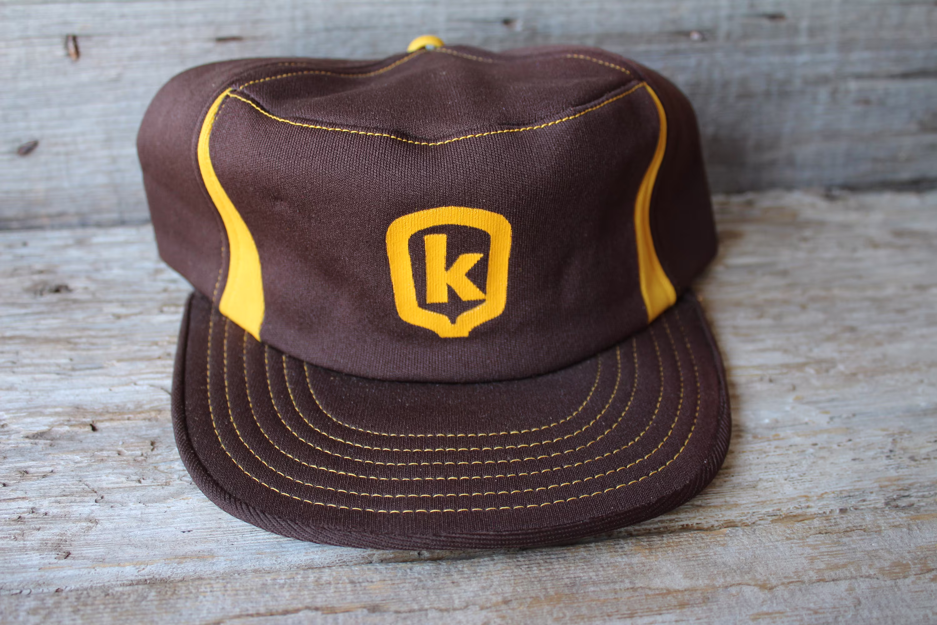 Keltgen Seed Corn Farm Advertising Snapback Trucker Hat Brown & Gold - New Old Stock Vintage Cap