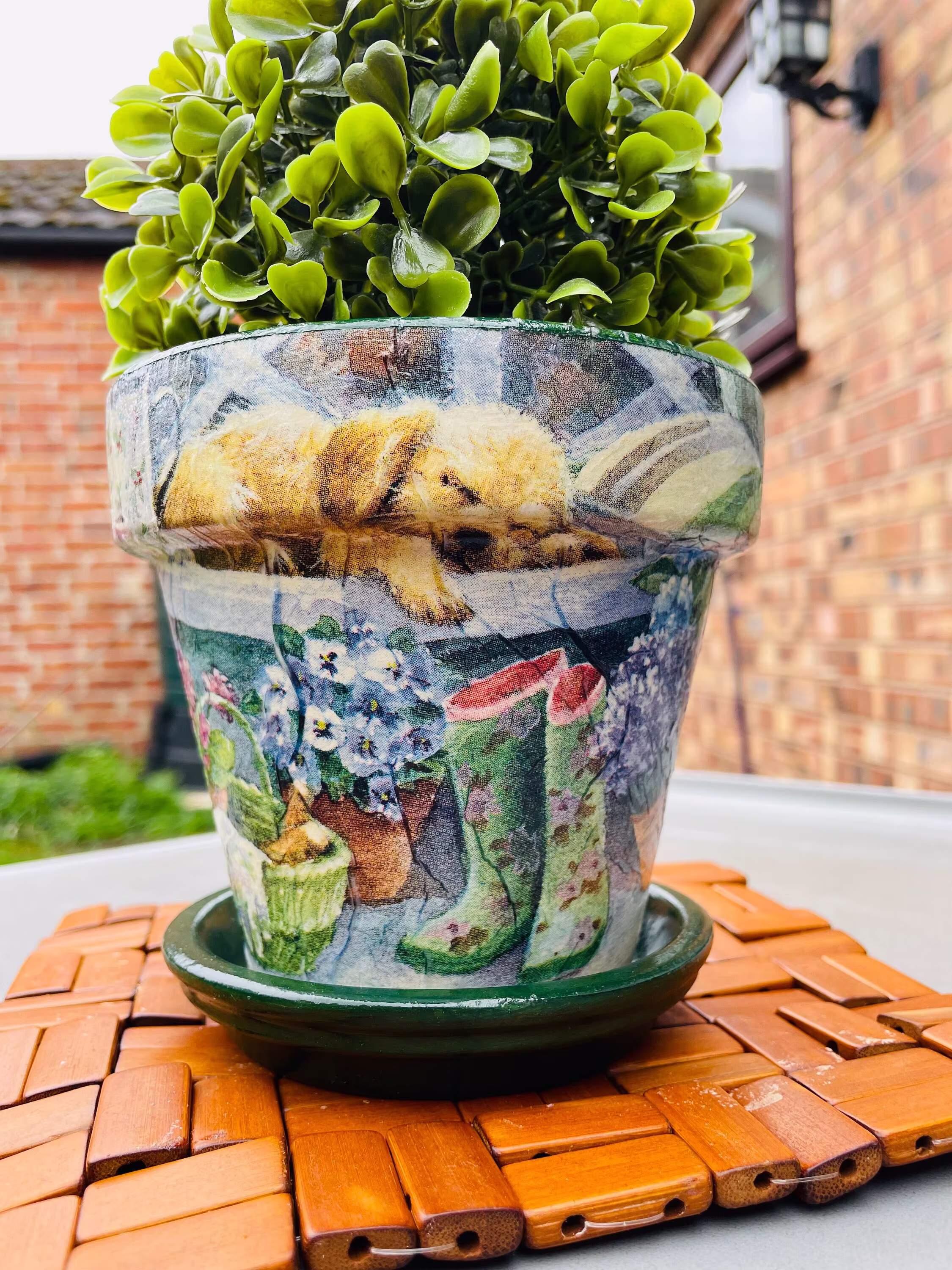 Dog Plant Pots, Terracotta Decoupaged Dog Theme Decor, Home Items, Gifts For Lovers, Christmas Gift