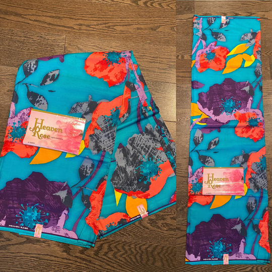 1 Yard 100% Cotton African Ankara Fabric Hibiscus