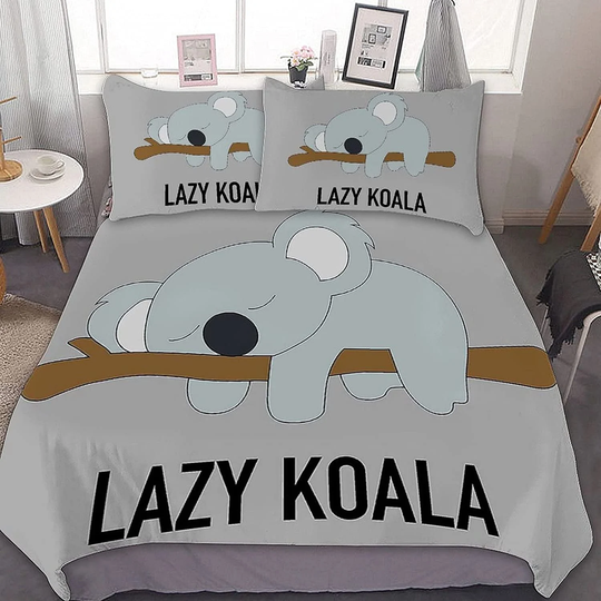 Lazy Koala On Branch Comforter Queen Bedding Set Of 3, 1 Duvet Cover & 2 Pillow Shams All Season Microfiber With Pillowcase