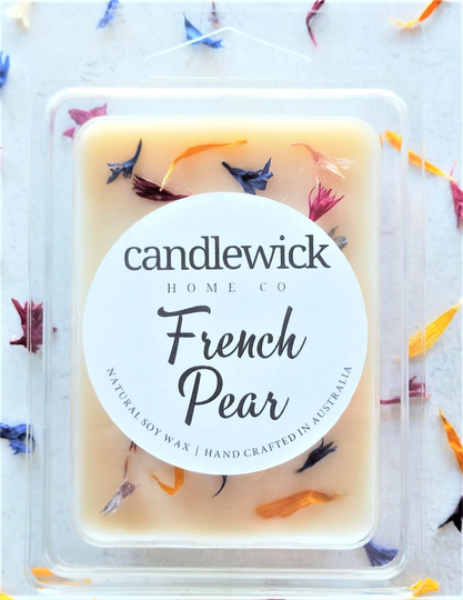 French Pear Soy Wax Melts With Organic, Margaret River Grown Flowers, Hours Of Fragrance, Christmas Gift, Tracked Shipping