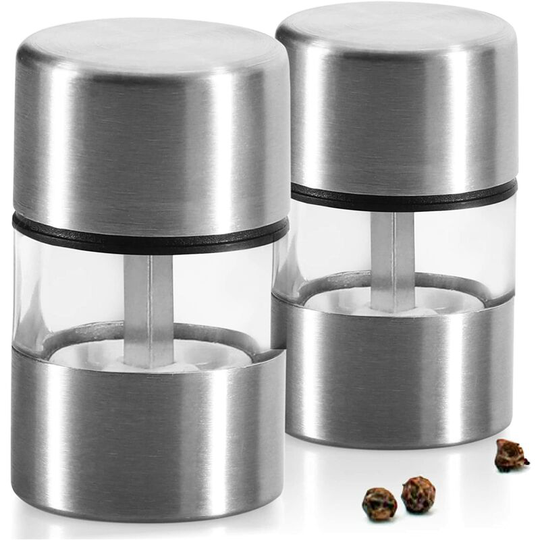 2x Mini stainless steel salt and pepper grinder with ceramic grinder - kitchen accessories - grinder (02 pieces - mini)