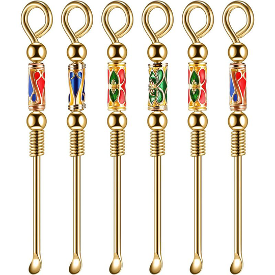 Sun Flowergb - 6 Pieces Teaspoon Powder Spoon Portable Metal Small Teaspoon Retro Necklace Buckle Pendant for diy Crafts Vial Filling with Powder