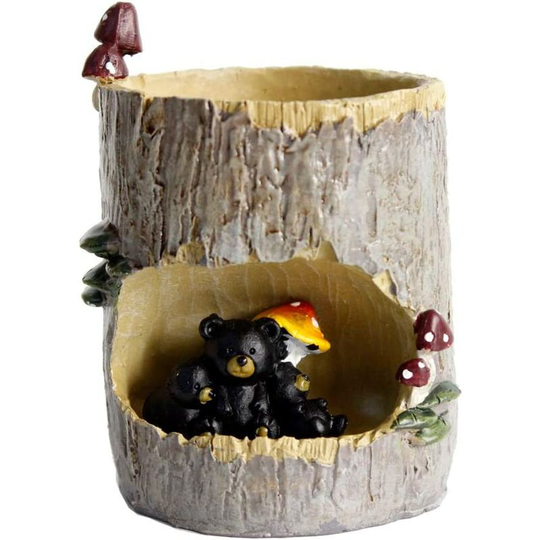 Flower Pot Succulent Planters Tree Hole Pots Resin Flower Plant Pot Office Home Garden Decoration (Bear)