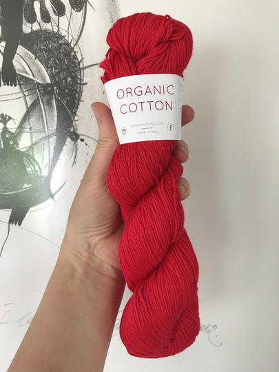 Red Organic Cotton Yarn, Knitting Crochet Amigurumi Yarn