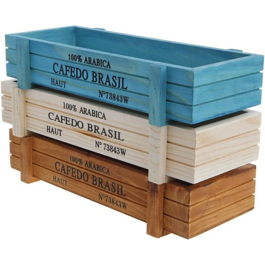 Wooden Outdoor Garden Planter, Rectangular Flower Box, Outdoor Balcony Planter, Indoor & Outdoor Plant Pot 3pcs