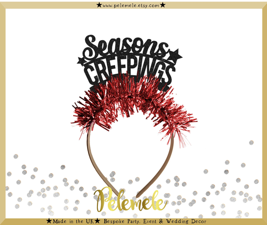 Glitter Seasons Creepings Headband - Goth Holiday Headband, Christmas Crown, Xmas Decor, Festive Tiara, Accessory