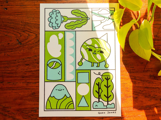 Green Tea - A4 Print Bright & Colourful Art Happy Feel Good Illustration Geeniejay