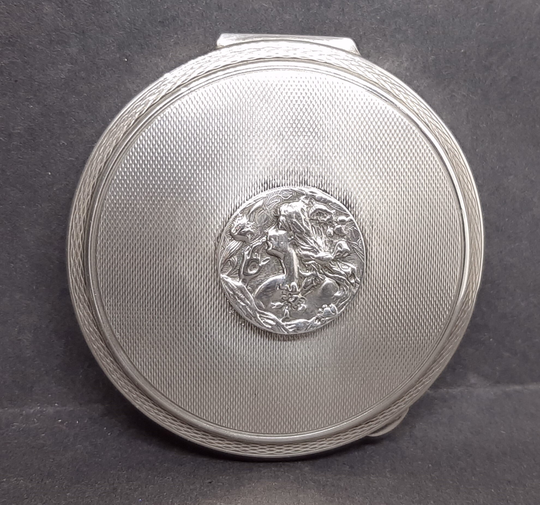 Vintage Silver Powder Compact Turner & Simpson 1964 Nouveau Flower Girl