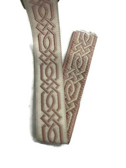 20 Mm Cream/Powder Celtic Knot | 0.78 Inch, Handwoven Ribbon, Embroidered Jacquard Strap Ribbon, Fabric Notions, Home Decorative