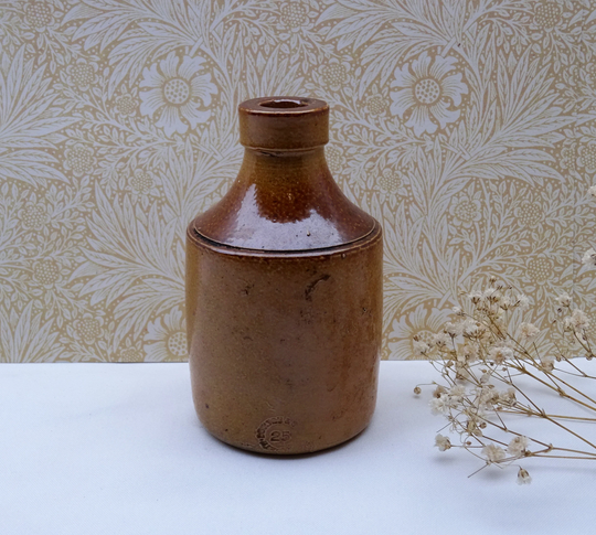 Antique Stoneware Bulk Ink Bottle, Doulton & Co Lambeth, No 25, Honey Glazed, Salt Glazed Ink, Victorian Writing Paraphernalia