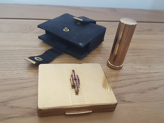 Vintage Stratton Powder Compact, Lipstick Holder & Art Deco, Face Powder, Make Up, Womens Beauty, Toiletries, Vanity