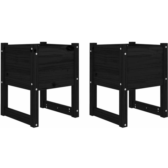 Planters 2 pcs Black 40x40x52.5 cm Solid Wood Pine Vidaxl Black