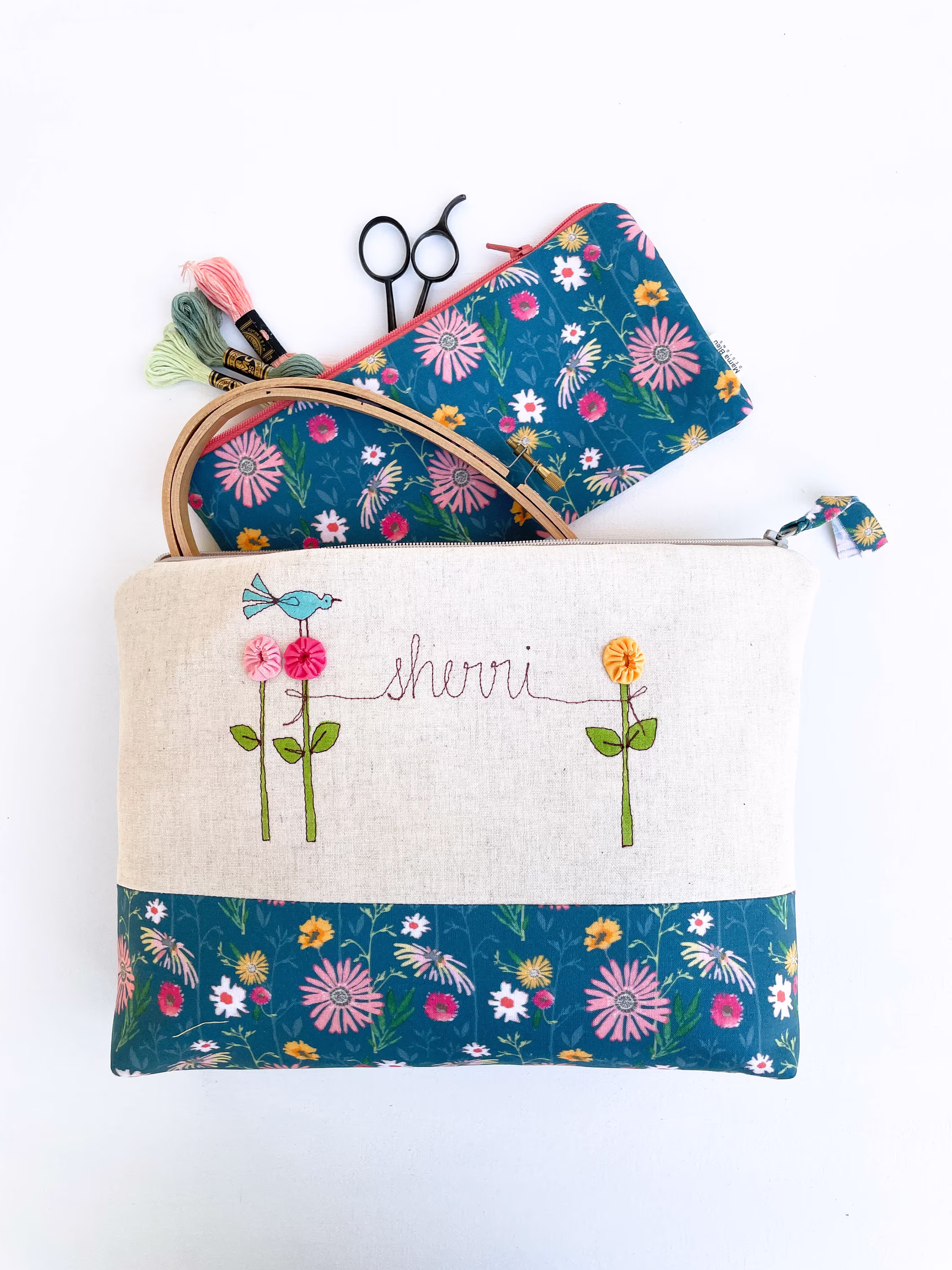 Project Bag For Cross Stitch, Large Zipper Organizer Bag. Organizer, Personalized Gift Makers, Embroidered Craft